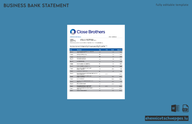 Beispiel eines Kontoauszugs des Firmengirokontos der Close Brothers Bank Group (Word- und PDF-Datei)